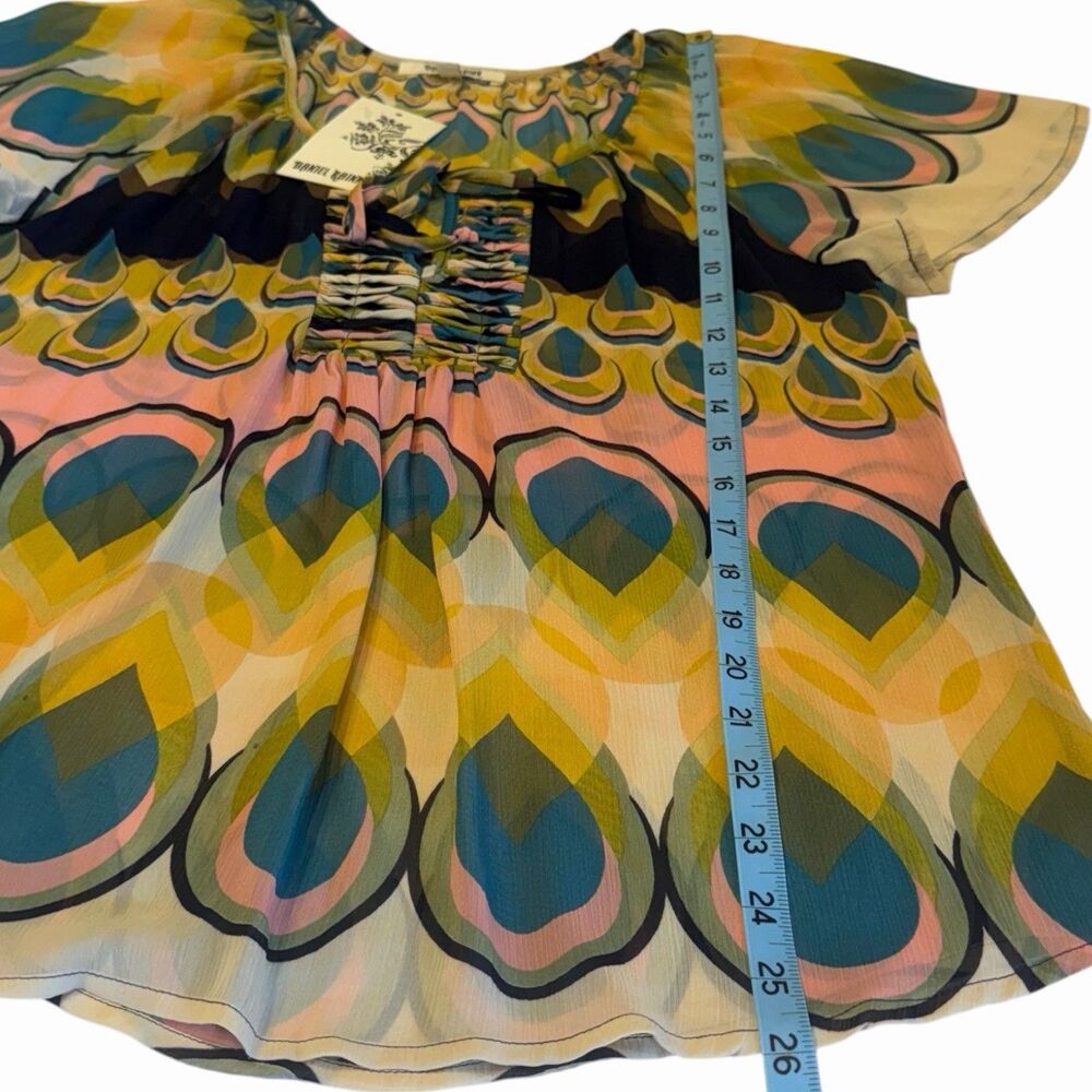 Daniel Rainn Boho Sheer Blouse M Flowing Festival Beach Hippie Top Tunic Shirt - Picture 6 of 12